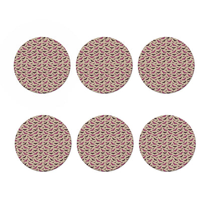 Purple Halloween Bat Pattern Print Coaster Set