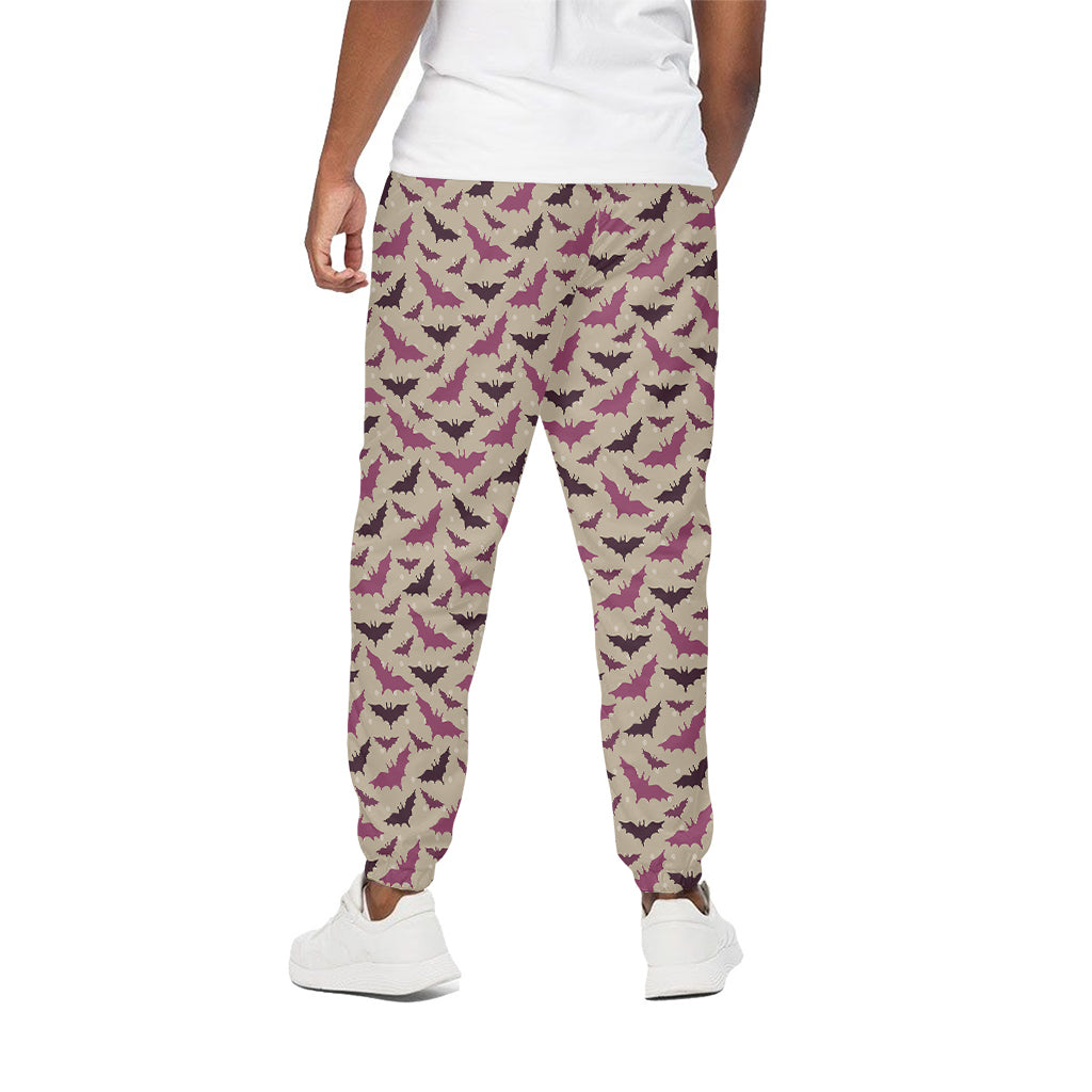 Purple Halloween Bat Pattern Print Cotton Pants