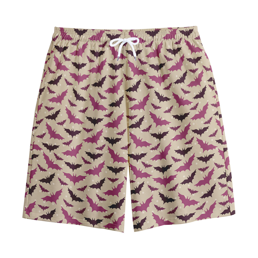 Purple Halloween Bat Pattern Print Cotton Shorts