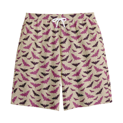 Purple Halloween Bat Pattern Print Cotton Shorts