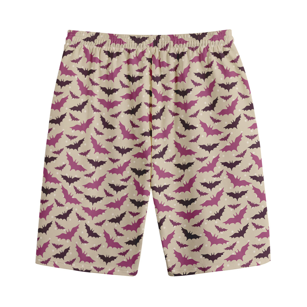 Purple Halloween Bat Pattern Print Cotton Shorts