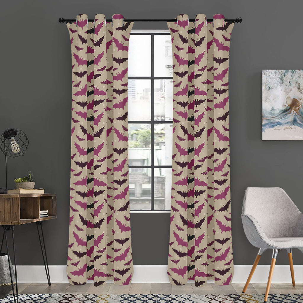 Purple Halloween Bat Pattern Print Curtain