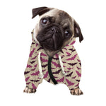Purple Halloween Bat Pattern Print Dog Zip Up Hoodie