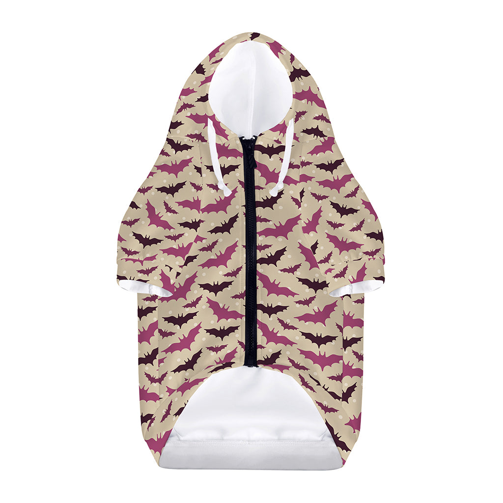 Purple Halloween Bat Pattern Print Dog Zip Up Hoodie