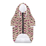 Purple Halloween Bat Pattern Print Dog Zip Up Hoodie