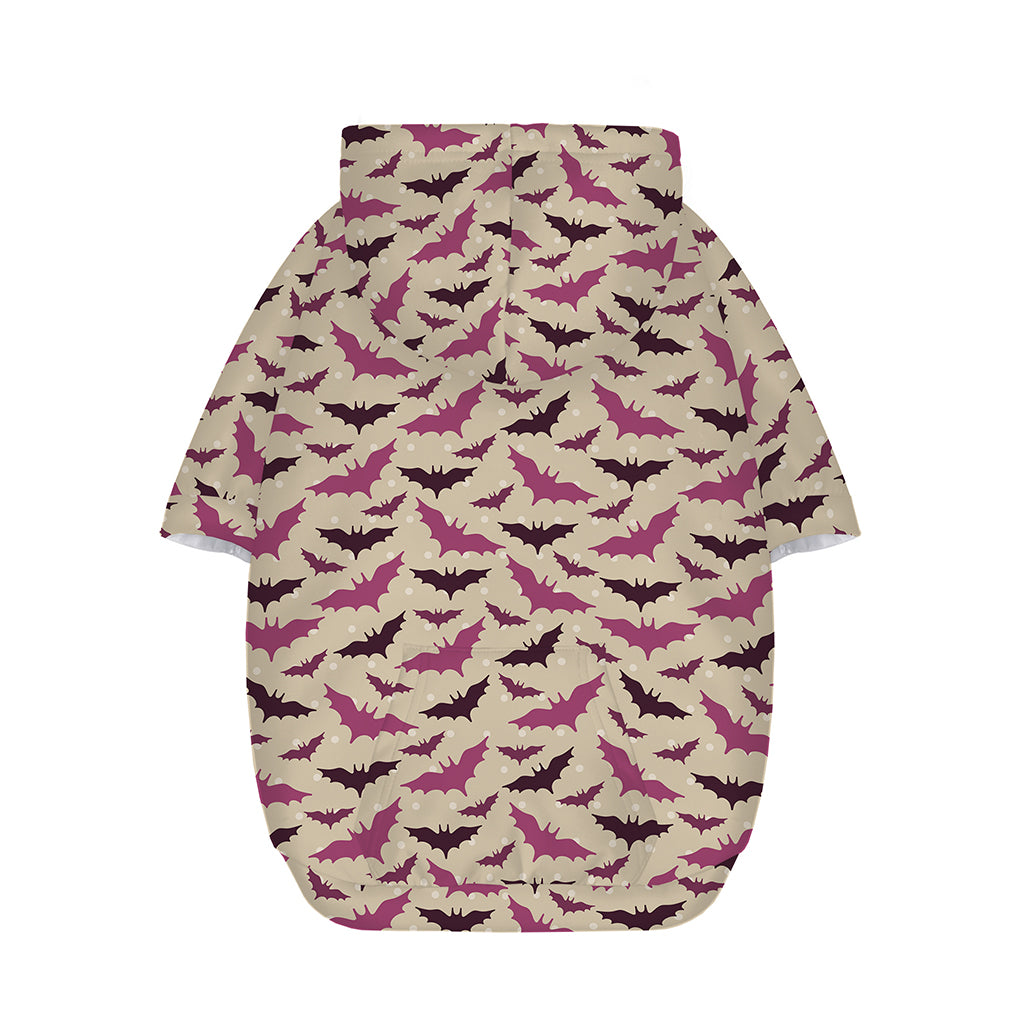 Purple Halloween Bat Pattern Print Dog Zip Up Hoodie