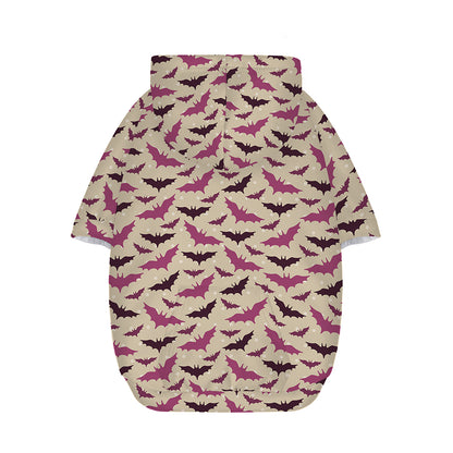 Purple Halloween Bat Pattern Print Dog Zip Up Hoodie