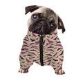 Purple Halloween Bat Pattern Print Dog Zip Up Jacket