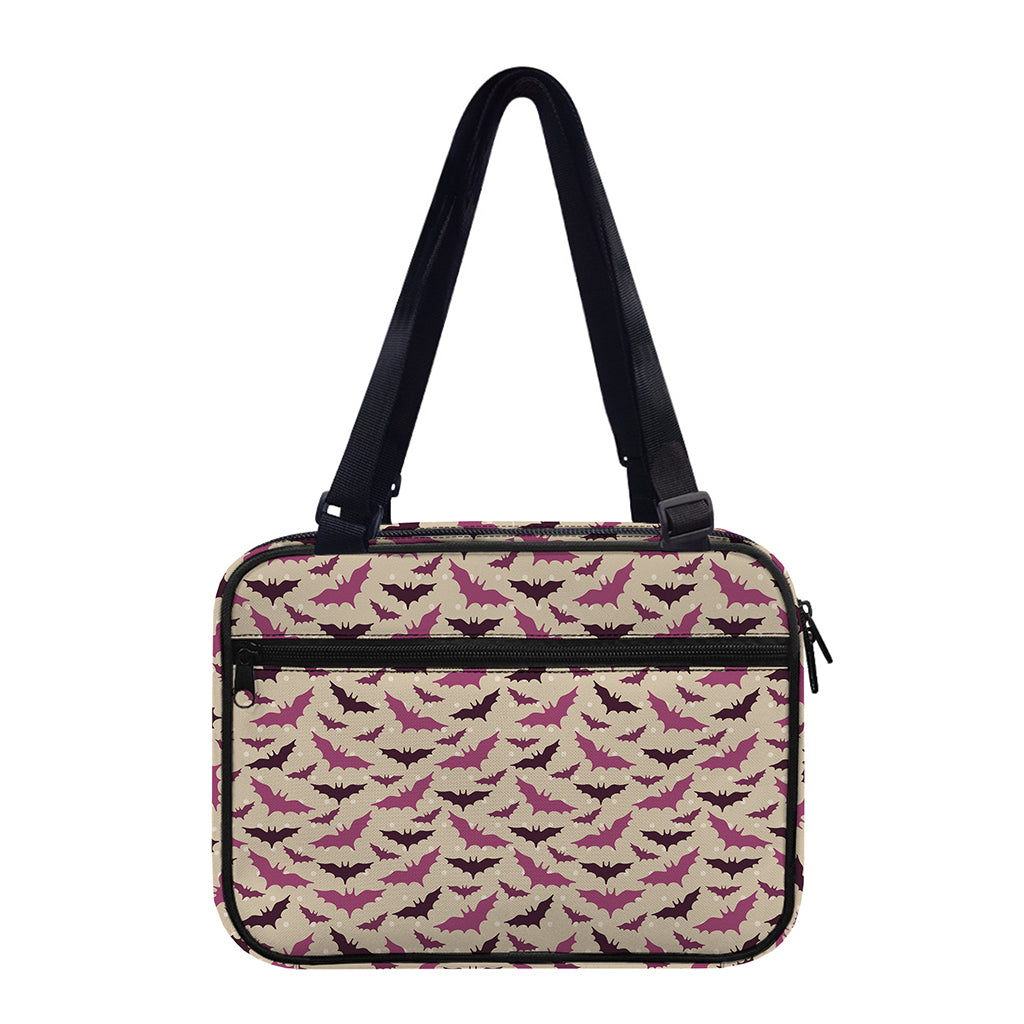Purple Halloween Bat Pattern Print Double Strap Bible Bag