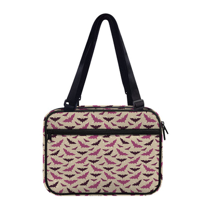 Purple Halloween Bat Pattern Print Double Strap Bible Bag