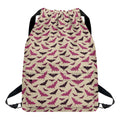 Purple Halloween Bat Pattern Print Drawstring Backpack