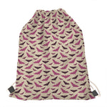 Purple Halloween Bat Pattern Print Drawstring Bag