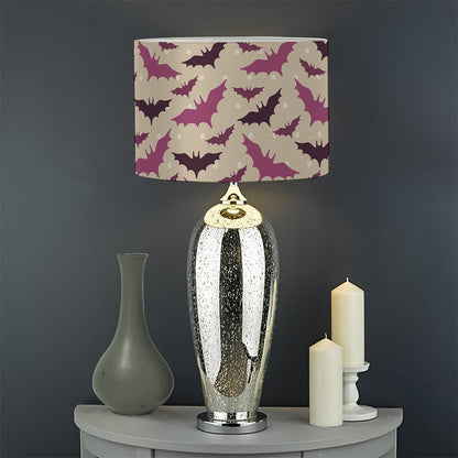 Purple Halloween Bat Pattern Print Drum Lamp Shade
