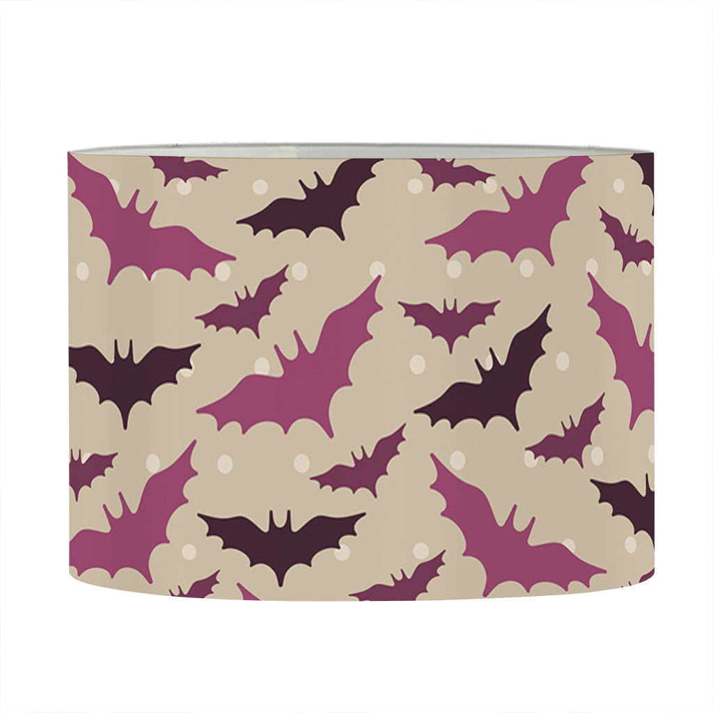 Purple Halloween Bat Pattern Print Drum Lamp Shade