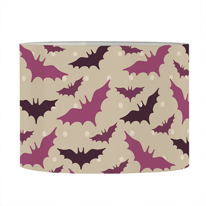 Purple Halloween Bat Pattern Print Drum Lamp Shade