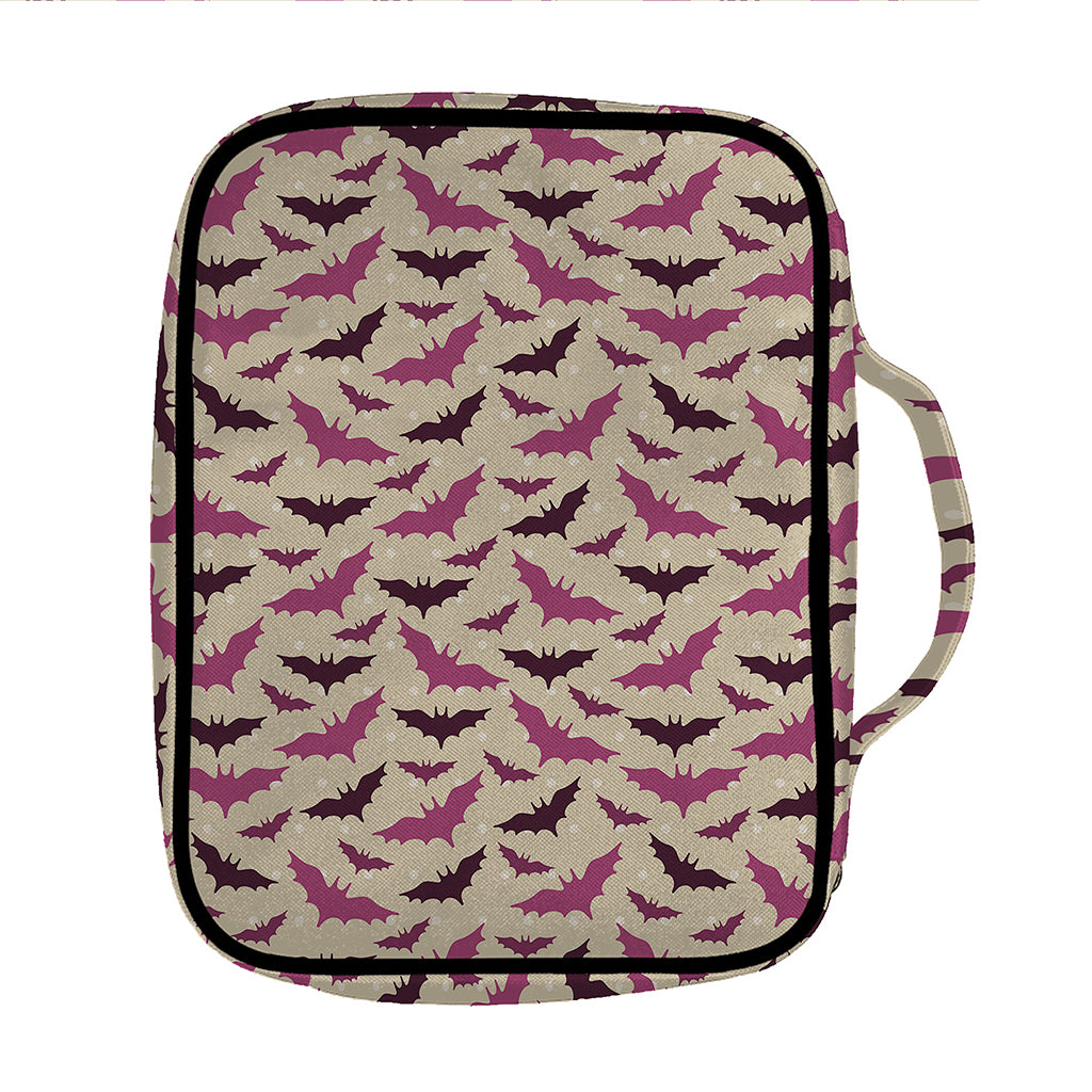 Purple Halloween Bat Pattern Print Front Pocket Bible Bag