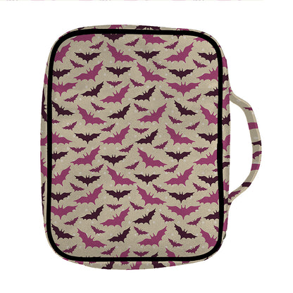 Purple Halloween Bat Pattern Print Front Pocket Bible Bag