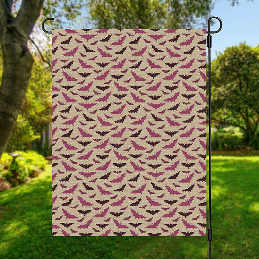 Purple Halloween Bat Pattern Print Garden Flag