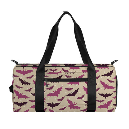 Purple Halloween Bat Pattern Print Gym Bag
