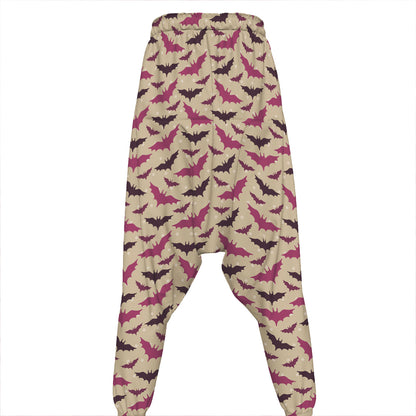 Purple Halloween Bat Pattern Print Hammer Pants