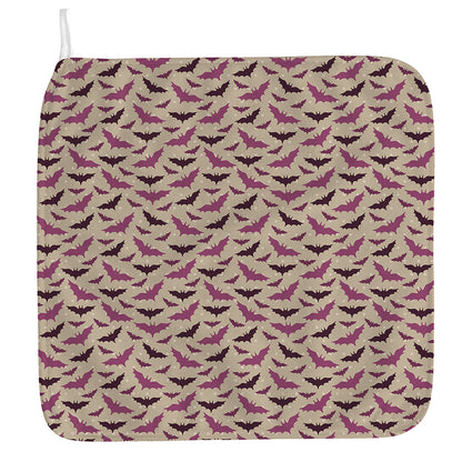 Purple Halloween Bat Pattern Print Hand Towel