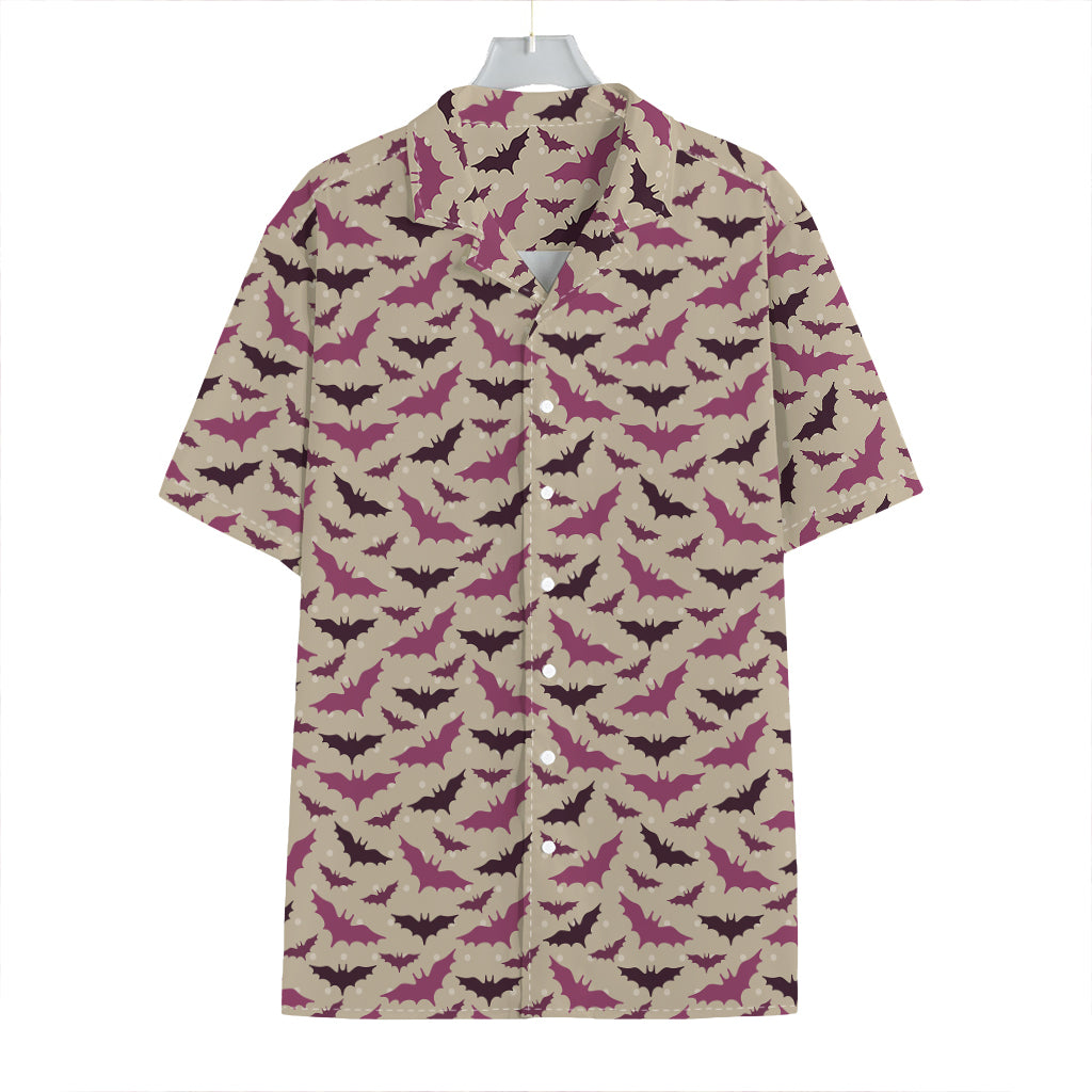 Purple Halloween Bat Pattern Print Hawaiian Shirt