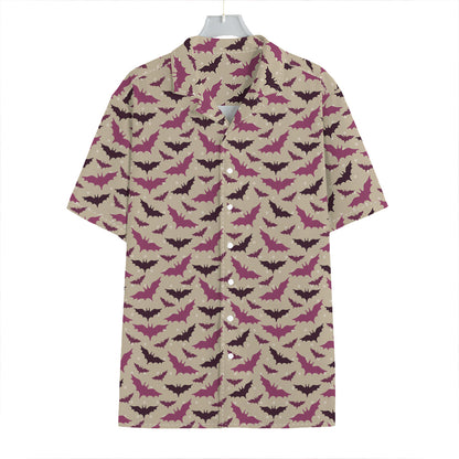 Purple Halloween Bat Pattern Print Hawaiian Shirt