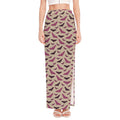 Purple Halloween Bat Pattern Print High Slit Maxi Skirt
