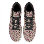 Purple Halloween Bat Pattern Print High Top Leather Sneakers