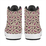 Purple Halloween Bat Pattern Print High Top Leather Sneakers