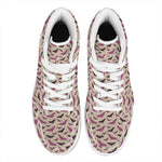 Purple Halloween Bat Pattern Print High Top Leather Sneakers