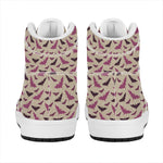 Purple Halloween Bat Pattern Print High Top Leather Sneakers