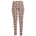 Purple Halloween Bat Pattern Print High-Waisted Pocket Leggings