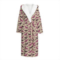 Purple Halloween Bat Pattern Print Hooded Bathrobe
