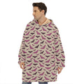 Purple Halloween Bat Pattern Print Hoodie Blanket