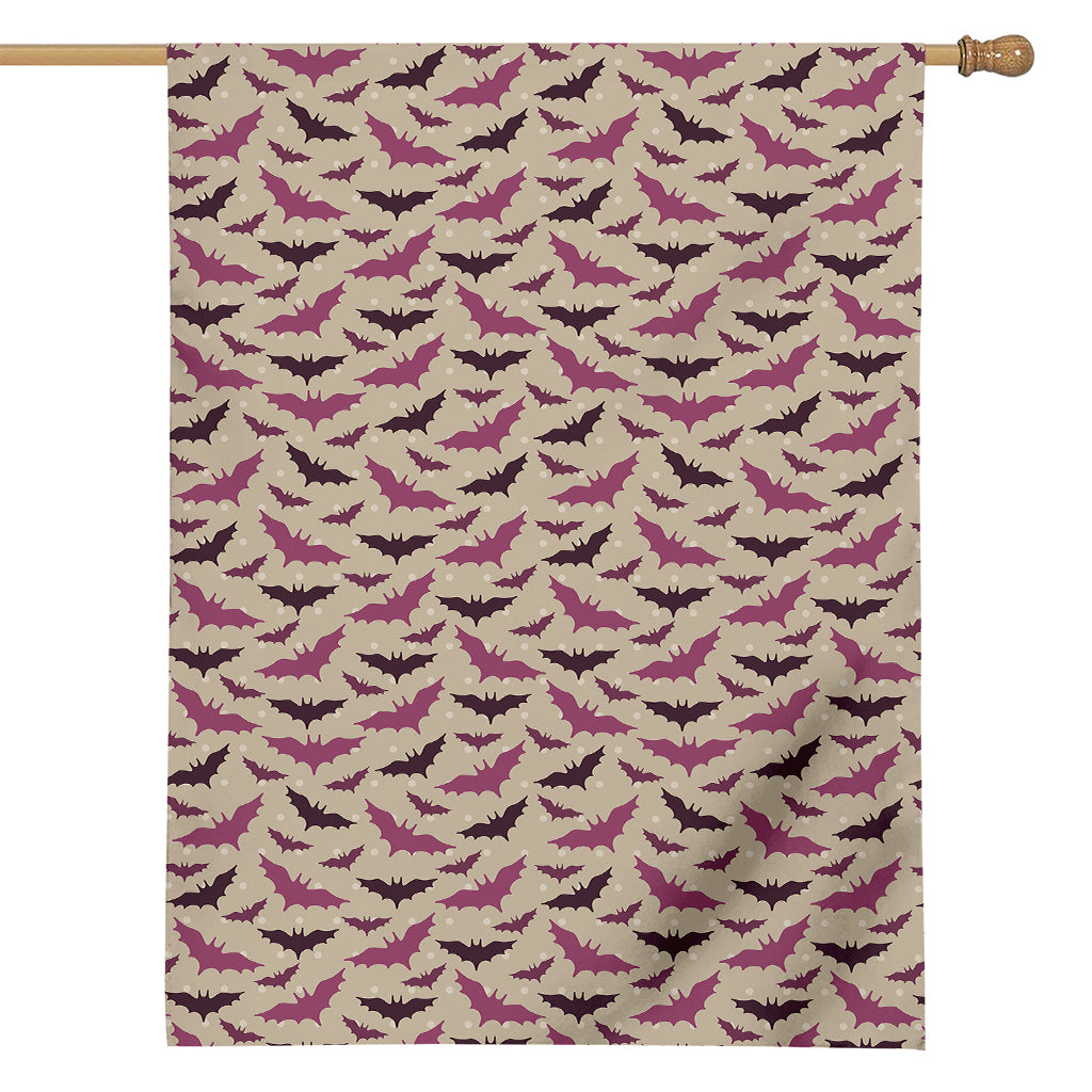 Purple Halloween Bat Pattern Print House Flag