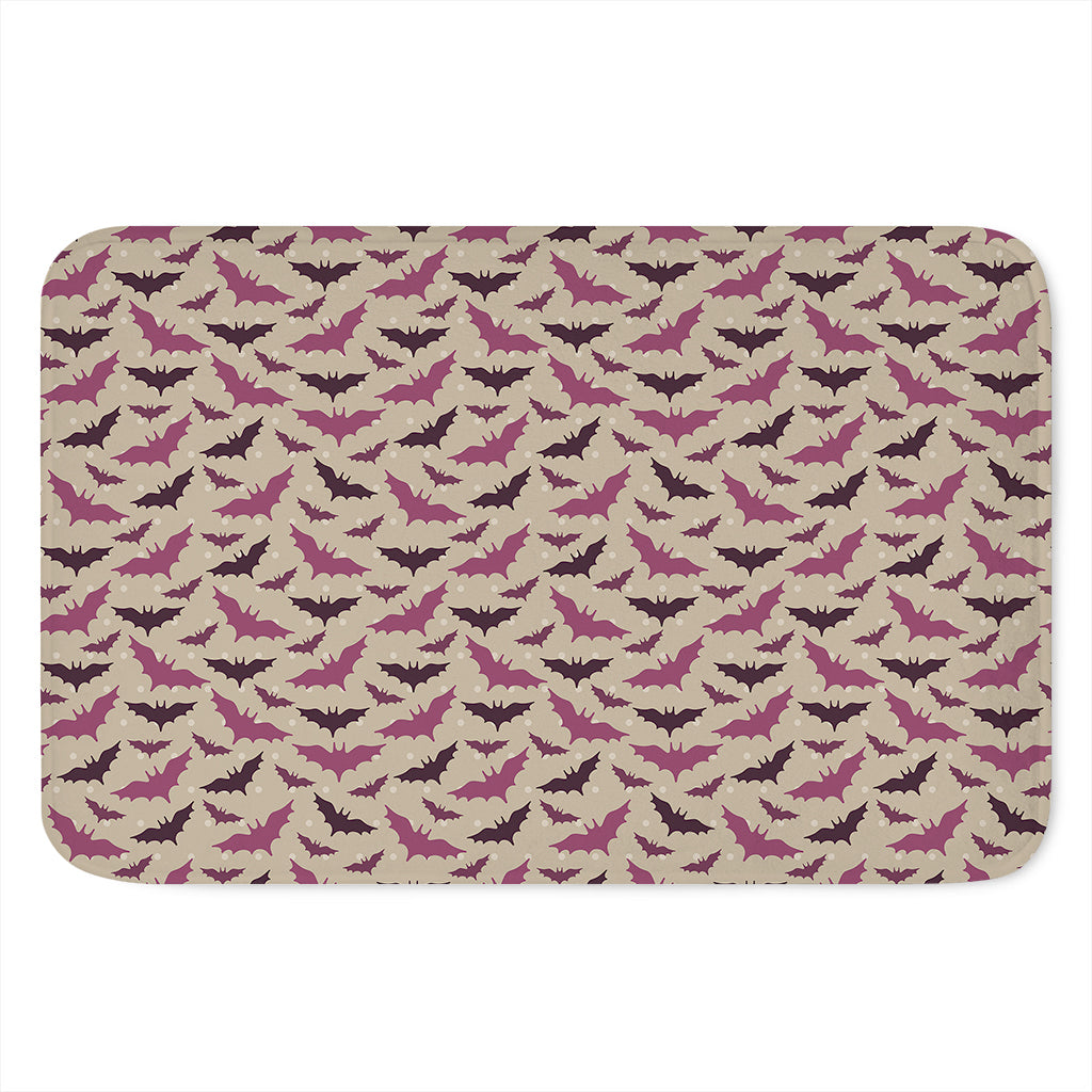 Purple Halloween Bat Pattern Print Indoor Door Mat