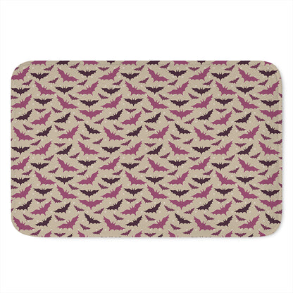 Purple Halloween Bat Pattern Print Indoor Door Mat