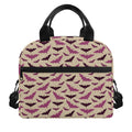 Purple Halloween Bat Pattern Print Insulated Lunch Bag