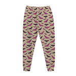 Purple Halloween Bat Pattern Print Jogger Pants