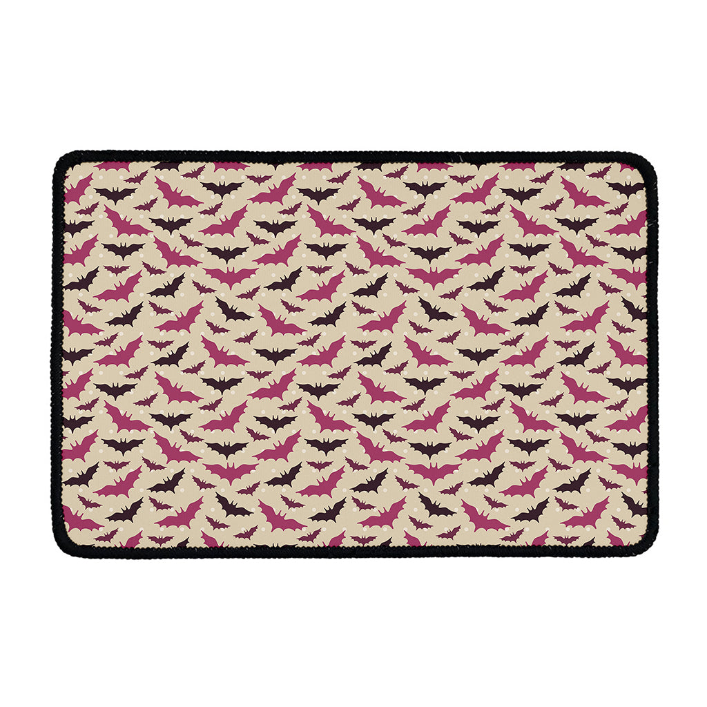 Purple Halloween Bat Pattern Print Kitchen Mat