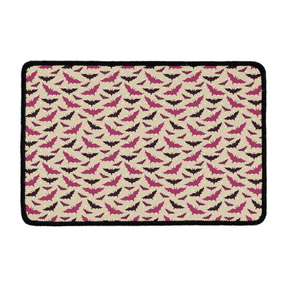 Purple Halloween Bat Pattern Print Kitchen Mat