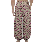 Purple Halloween Bat Pattern Print Lantern Pants