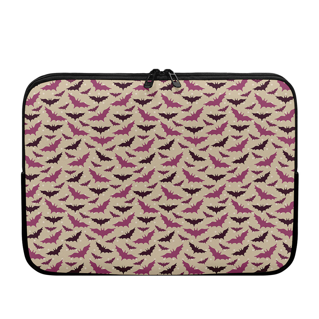 Purple Halloween Bat Pattern Print Laptop Sleeve