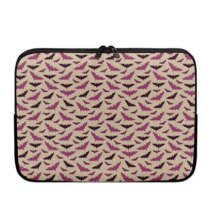 Purple Halloween Bat Pattern Print Laptop Sleeve