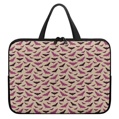 Purple Halloween Bat Pattern Print Laptop Sleeve With Handle
