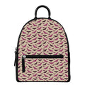 Purple Halloween Bat Pattern Print Leather Backpack