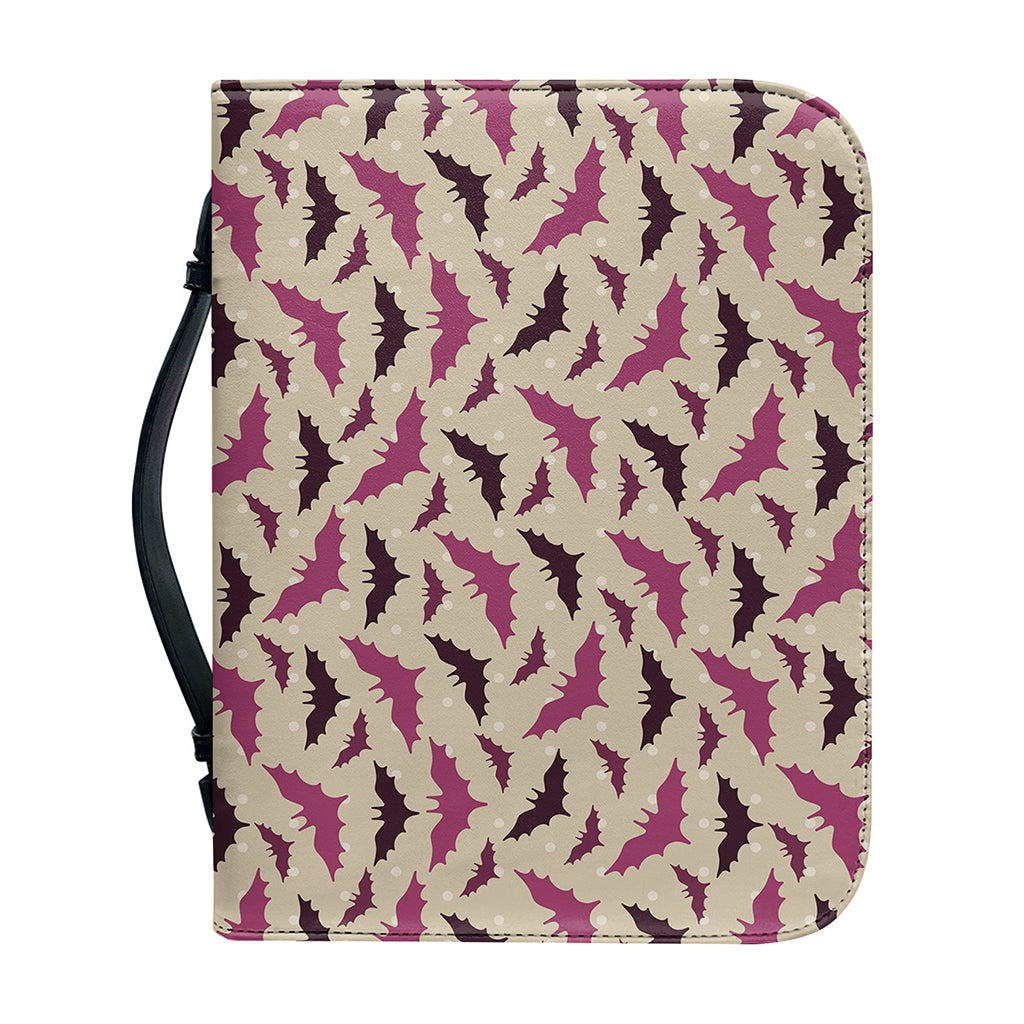 Purple Halloween Bat Pattern Print Leather Bible Cover