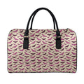 Purple Halloween Bat Pattern Print Leather Duffel Bag