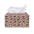 Purple Halloween Bat Pattern Print Leather Tissue Box Cover